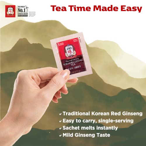 CheongKwanJang [Korean Red Ginseng Tea Set] Korean Food Gifts, Coffee Alternative, Natual Energy, Korea Panax Ginseng Roots, Herbal Antioxidant Tea - 50 Packets