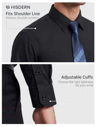 Image of HISDERN Mens Dress Shirt with Tie Pocket Square Set Classic Button Down Shirt Matching Tie Long Sleeve Shirts