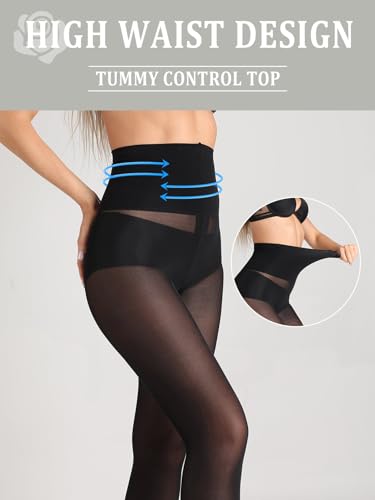 Indestructible High Waist Tummy Control Top Tights for Women,Rip Resistant Pantyhose, 40D Semi Sheer T-Crotch4