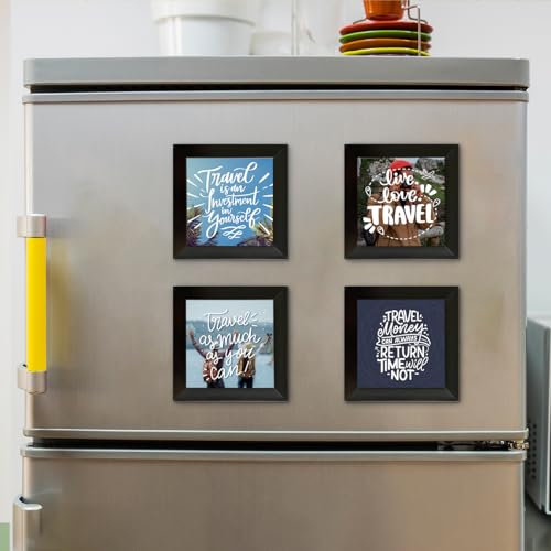 Image of Art Street Fridge Magnet Photo Frames for Home Decor, Living room, Kitchen & Office Decoration Set of 4 (Picture Size: 3x3 Inch) Valentine Gift for Couples, Husband, Wife, Girlfriend, Boyfriend