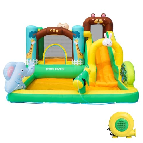 SunSports Inflatable Water Slide, Bounce House for Kids 3-6, Inflatable Water Park with Splash Pool, Jump House with Waterslide, Bouncy Castle for Wet and Dry