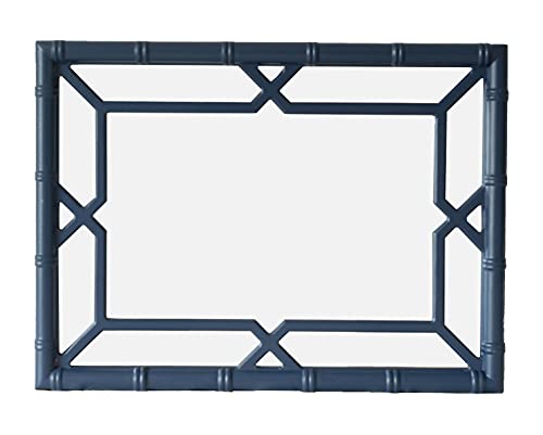 Sorbaria Bamboo-Look Solid Wood Window Pane Mirror 23" X 31" - Blue #TOP3