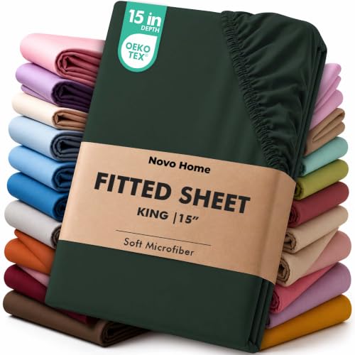Novo Home King Fitted Sheet Deep Pocket 15 Inch Soft Microfiber