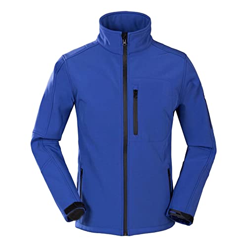 Men Military Tactical Stand Collar Jackets Casual Softshell Fleece Hiking Coat Winter Full Zip up Outdoor Jacket (Blue,Small)