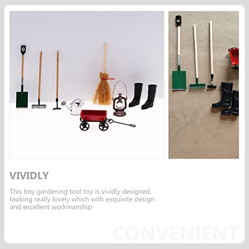LUOZZY Ferramentas de jardim de fadas em miniatura, ferramentas de fazenda em miniatura simulação fe