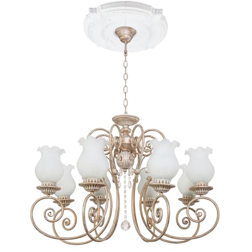 NICENEEDED PU Deckenmedaillon Split Lighting Deckenabdeckungsplatte Deckenventilator Medaillon Vintage PU Deckenmedaillon Mit Geschnitzter Blume