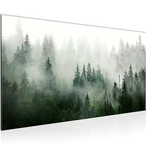 Schilderijen Bos Een Stukje Modern Fleece Niet-geweven Canvas Huiskamer Hal mist groen grijs 032312a