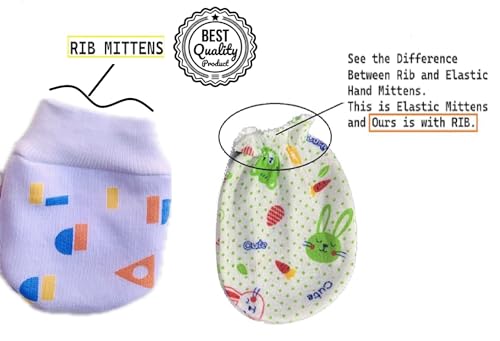 Image of VIN New Born Baby Cotton Mittens Caps Gloves Booty Combo Pair of 2 Unisex Durable Gift Set (3-6 Months)