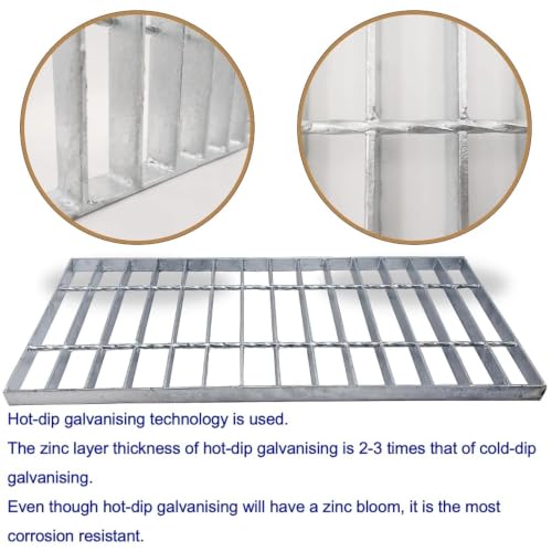 Image of Galvanized Steel Drain Grate, Driveway Channel Cover 20x12