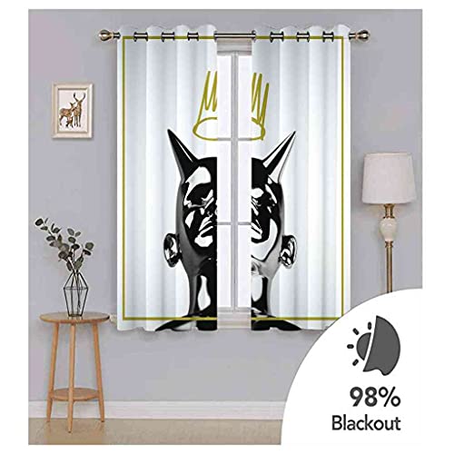 Rideaux à oeillets 100% polyester occultant 3D art statue noire - 6