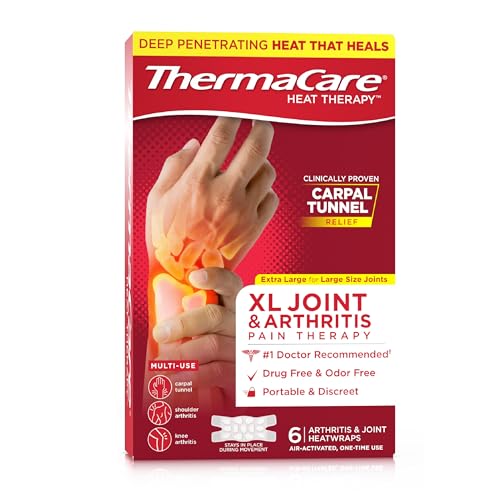 Image of ThermaCare Arthritis Heat Wraps - Targeted Joint Pain Relief for Hands, Wrists, & Knees - 8-Hour Therapeutic Heat Therapy - Flexible, Discreet, & Portable - Drug-Free (6-Count)