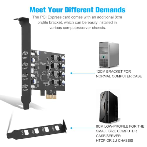 Image of 4-Ports PCIe USB 3.0 5Gbps Expansion Card (4X Type-C) | PCIe USB C Expansion Card, USB C PCIe Card with a Low Profile Bracket, with Windows 11 /10 /8 /7 /XP and Linux