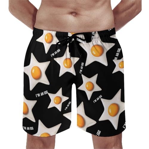 Im An Egg Fried Egg Men's Swim Trunks Quick Dry Board Shorts Hawaiian Beach Shorts With Pocket