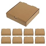 IWOWHERO Cajas de Pizza Pequeñas de Papel Kraft Paquete de 10 Unidades Tamaño 16X16X4 CM Cajas para Llevar y Embalaje de Pizza Resistentes y Aptas para Alimentos Ideales para