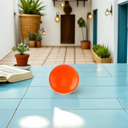 Sphère orange en acier poli miroir 150 mm décoration luxe - 6