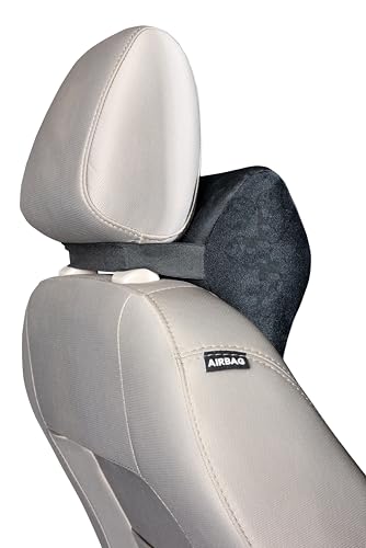 Image of amazon basics Car Seat, Office Chair Orthopedic Headrest Pillow, 100% Memory Foam - Neck, Cervical Pain Relief, Best for Long & Short Travel | Washable Cover, 1 Year Warranty | Black, 21.5 x 26.5 x 13 Cm