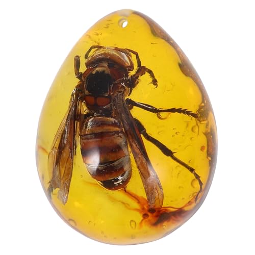 SOLUSTRE Beeswax Pendant Amber Stone Insect Amber Specimen Bee Charm Insect Amber Pendant Insect Specimen Amber Ornament Insect Amber Decoration Bee Specimen Decor Amber Pendants