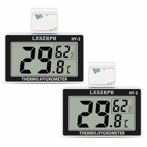 Thermomètre à reptile Hygromètre HD LCD Thermomètre numérique pour réservoir de reptile avec jauge d'humidité du compteur de température à crochet pour réservoir, terrariums, Vivarium (2packs)