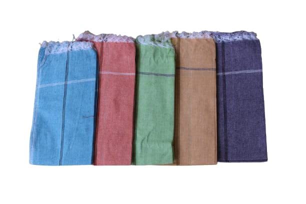 Image of Handloom Cotton Men's Plane Handkerchiefs (Pack of 10, Stripes Printed, Multi-Colored)