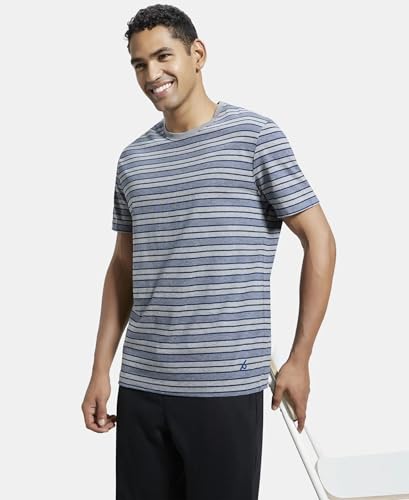 Image of Jockey 2717 Men's Super Combed Cotton Rich Striped Round Neck Half Sleeve Regular Fit T-Shirt