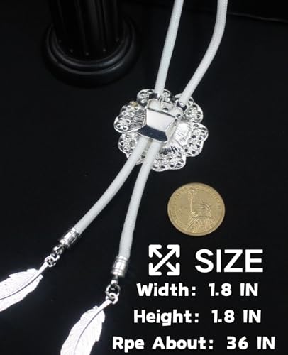 Image of PEARLY JUN Bolo Tie for Men Women Rhinestone Bling Western Cowboy Brown Leather Country Style String Wear Shirt Vest