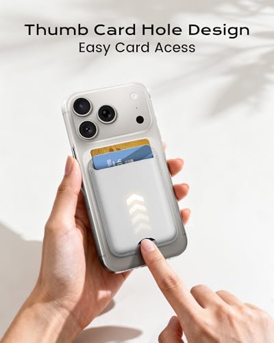 Image of KPNEOL Magnetic Mag-safe Wallet Cell Phone Card Holder for Phone Case with Mag-Safe, Stronger Magnetic RFID Leather Stick on Phone Wallet Compatible with iPhone 17 /16 /15 /14 /13 /12 Series, White Color