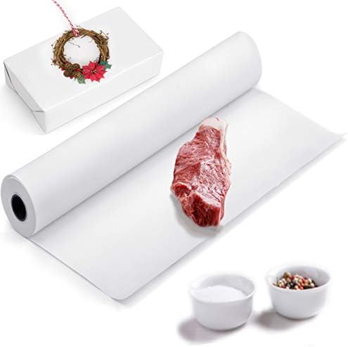 White Kraft Butcher Paper Roll - 30in x 100 feet - Food Grade -Made in USA - Best for Smoking, BBQ, or Crafts, Wrapping Food, Packaging. Easy to Use Light & Strong 40# Paper