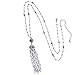 Heirloom Finds Simulated Pearl Dark Grey Bead Tassel Necklace