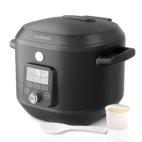 MAGNIFIQUE 6 Quart Programmable Slow Cooker Removable Healthy Nonstick Pot - Small Kitchen Appliance for Family Dinners - Serves 6+ People - Heat Settings: Keep Warm Brown Sugar