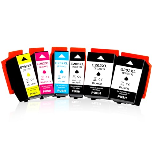 LeciRoba 202XL Ink Cartridges for Epson 202 Ink Cartridges for Epson Expression Premium XP-6100 XP-6105 XP-6005 XP-6000 Printer (6 PACK)