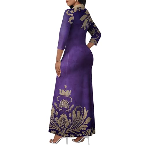 Image of PinkPatty Women's Casual 3 /4 Sleeve Polo V Neck Bodycon Maxi Dress