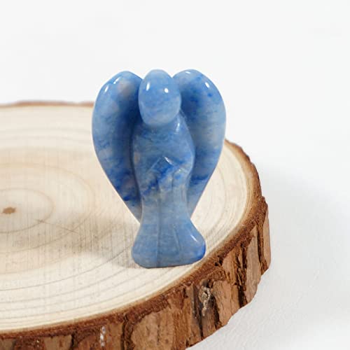 soulnioi 1.5" Natural Healing Crystal Gem Statue Guardian Angel Figurine for Home Room Decoration Ornament (Blue Aventurine) - Image 2