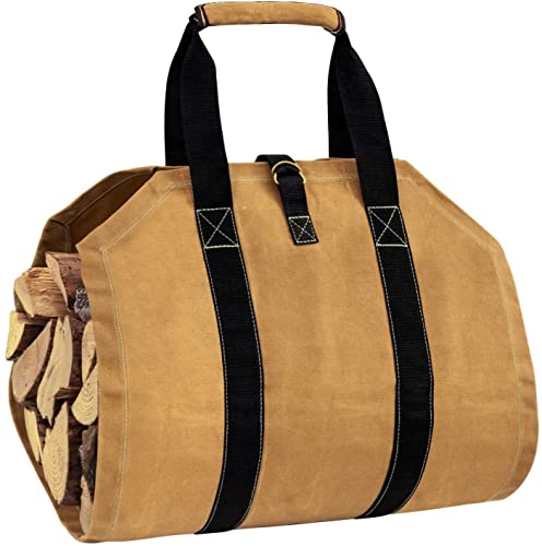 Jtzxjjx Outdoor Firewood Carrier Tote Bag, Waxed Canvas Fireplace Log Carrier Holder For Carrying Wood Indoors & Outdoor #TOP6
