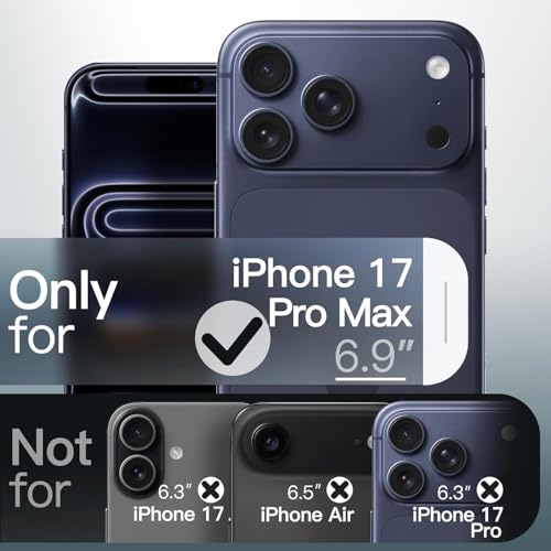 Image of Elzzi Magnetic for iPhone 17 Pro Max Case (Compatible with MagSafe) Slim Translucent Matte Shockproof with Anti-Fingerprint Phone Case, Dark Navy