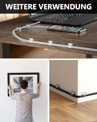 Tesmax 100 Stück Kabelhalter Selbstklebend,Kabelclips Selbstklebend für Kabelmanagement Kabel Organizer Kabelklemmen, Kabelbefestigung Kabelhaken Draht Halter Lichterkette(Transparent)