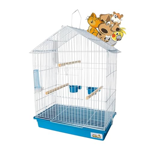 Gaiola Para Calopsita Teto Aramado Azul Pet Piu Jel Plast