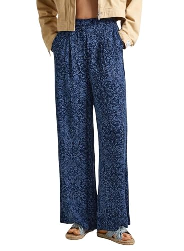 Pepe Jeans Damen Colette Print Hose, Blau (Sea Blue), XL
