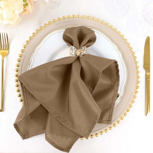 Efavormart Premium Cloth Napkins Set of 100, 20x20 Inch Taupe Seamless Dinner Napkins, Washable Linen Table Napkin Cloth with Hemmed Edges for Weddings, Party and Banquet