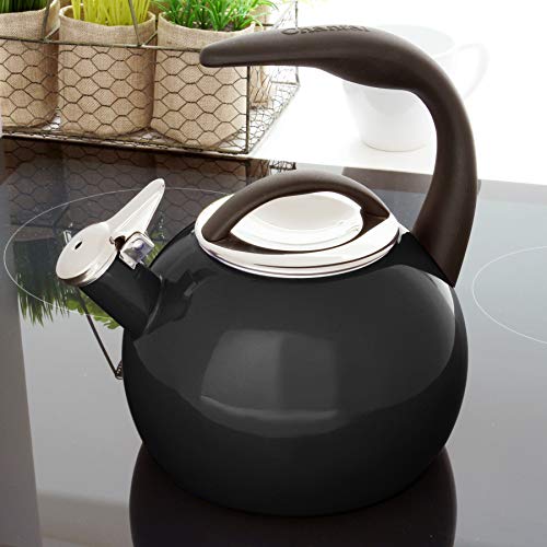 Chantal Anniversary Enamel On Steel Whistling Teakettle, 2 Quart, Black #TOP1