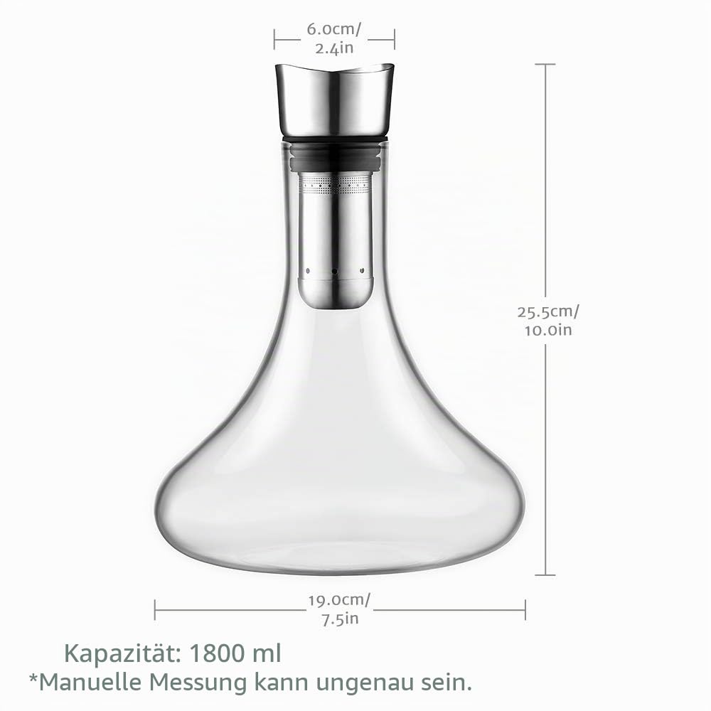 glastal Dekanter aus Kristallglas mit integriertem Belüfter