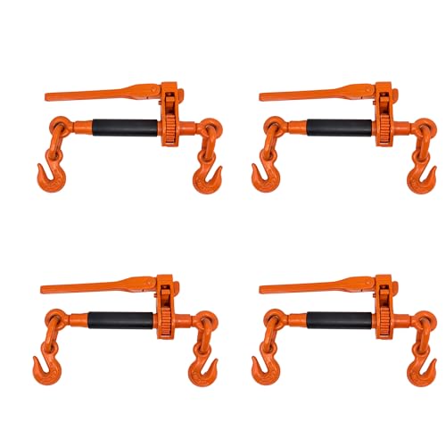 Heavy Duty Folding Handle Ratchet Load Binder – 4 Pack Cargo Binders for 5/16"-3/8" Grade 70 Chains, 7,100 lbs WLL – Flatbed Truck & Trailer Securement – DOT & SAE Compliant – Mamson Tech