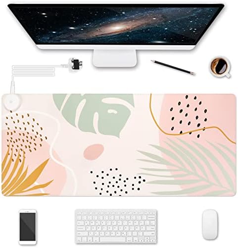 HAOCOO Desk Mat Large Mouse Mat XXL Gaming Mouse Pad Anti-Slip Desk Protector Keyboard Pad Computer Accessories for Office Home Work (Tropical Plants, 90*40CM)