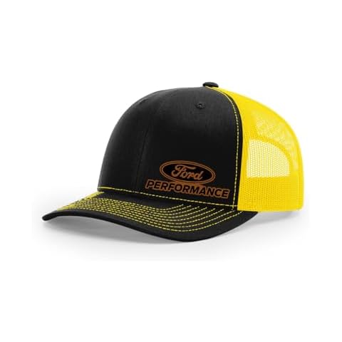 Maddmax Car Art Ford Performance Logo Laser Engraved Leather Patch Richardson 112 Snapback Trucker Hat Cap Black/Yellow, Small-X-Large Cover
