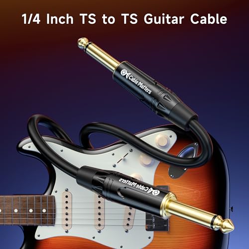 Cable Matters 2-Pack 1/4 Inch TS to TS Electric Guitar Cable - 25ft, Guitar Amp Cord, Instrument Cable for ElectricGuitar, Mandolin, Bass AMP, Keyboard, Mixer, Equalizer by Cable Matters - Image 2