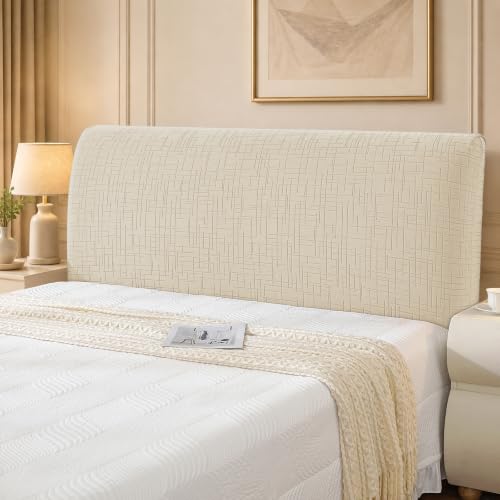 YSTELLAA Fundas Cabeceros Elástica, Suave Funda Cabecero Antipolvo, Universales Funda Cabecero Cama Modernas, Lavable Fundas para Cabeceros De Cama(150cm, Beige)