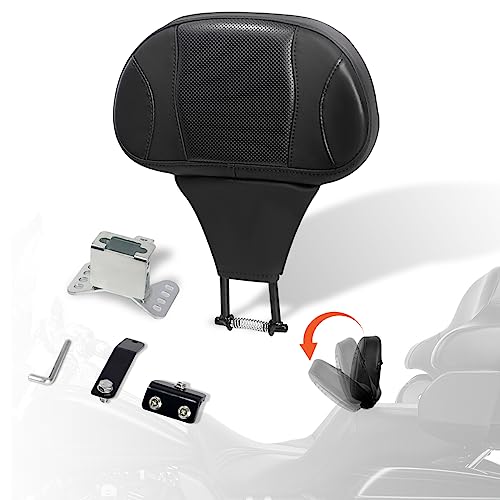FOVPLUE Adjustable Rider Backrest,Detachable Plug-in Driver Backrest Pad w/Mounting Kit for Harley Touring 2009-2025,for CVO Road Glide Street Glide Tri Glide FLHTK/L Electra Glide Road King,Style 4