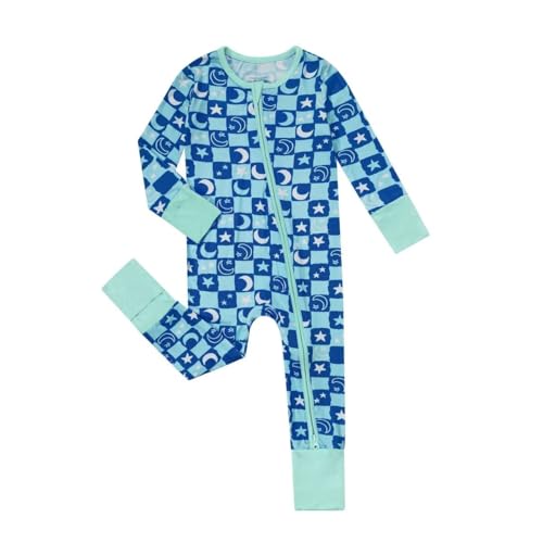 Image of Teach Leanbh Unisex Baby Bamboo Viscose Pajamas with Mittens and Feet Cuffs 2 Way Zipper Long Sleeve Romper Sleep and Play