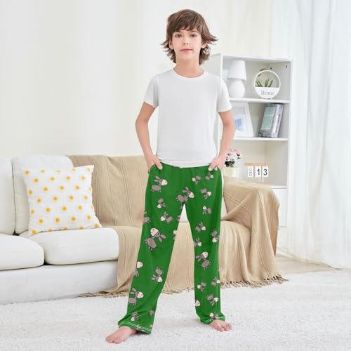 Boys' Pants Donkey Green Pattern Cartoon Long Bottoms Jogger Pants Elastic Waist Trousers with Pockets S-XL3