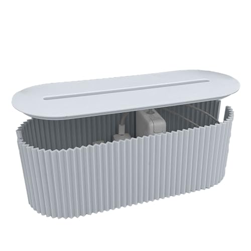 WPKD BLUEIY Cable Tidy Box,Plastic Cables Organised Box with Lid,Hide Extension Blocks and Electrical Cables for Office Home Hiding Messy Cables Wire(33x13x12cm,378g,Blue)