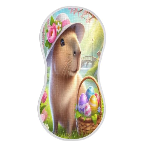 Capybara Easter Eggs Baby Burp Cloths Muslin Soft Burp Cloth Rags Cotton Burp Clothes Absorbent for Newborn Girl Unisex Boy 1 Pack 22x11 Inches